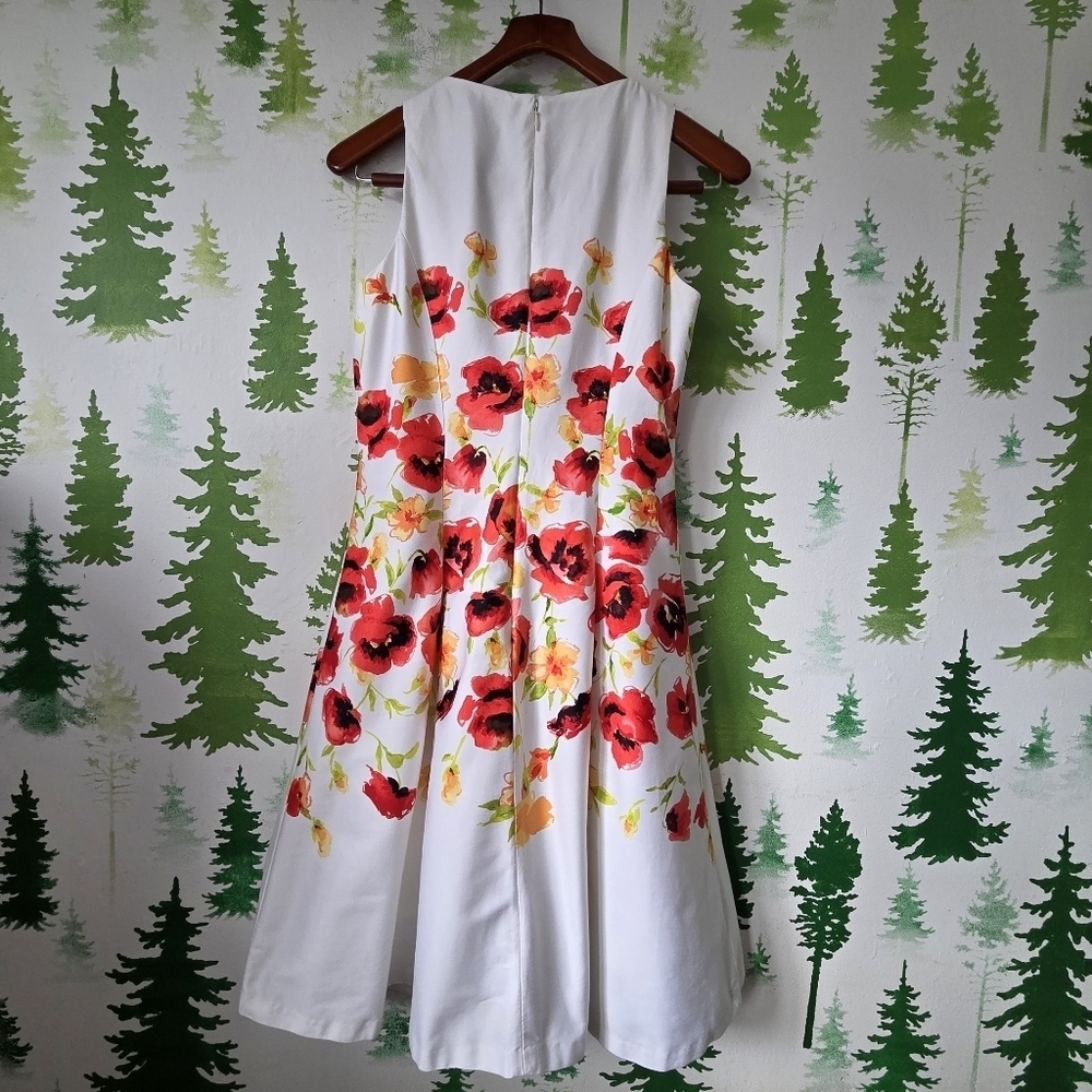 Ralph Lauren Sleeveless Dress - White with Red and Orange Floral Accents - Picture 2 of 9